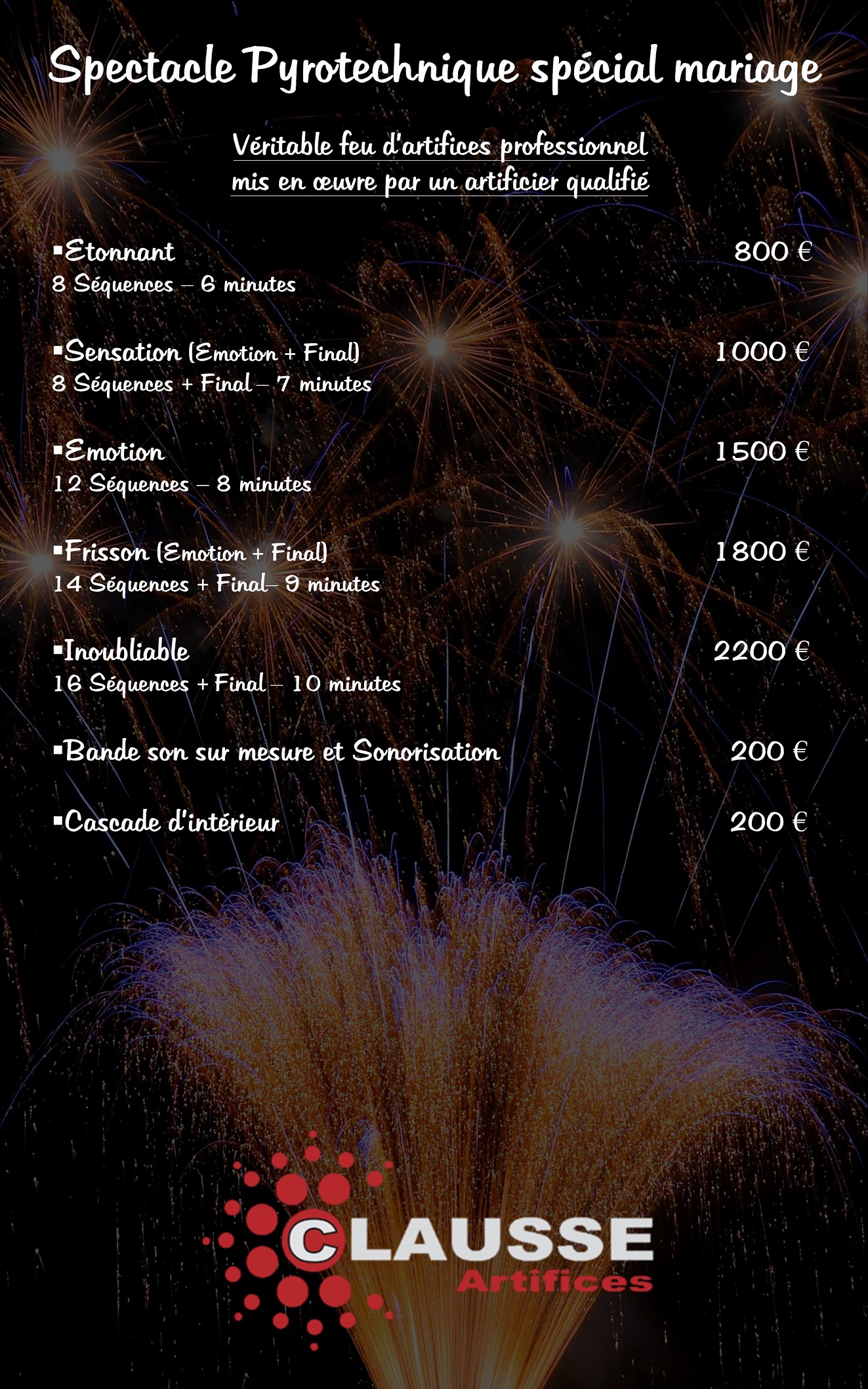 Feu dartifices MARIAGE Clausse Artifices Metz